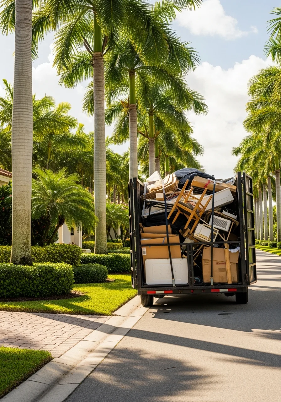 Boca Raton gated community entrance with palm-lined street and luxury homes.