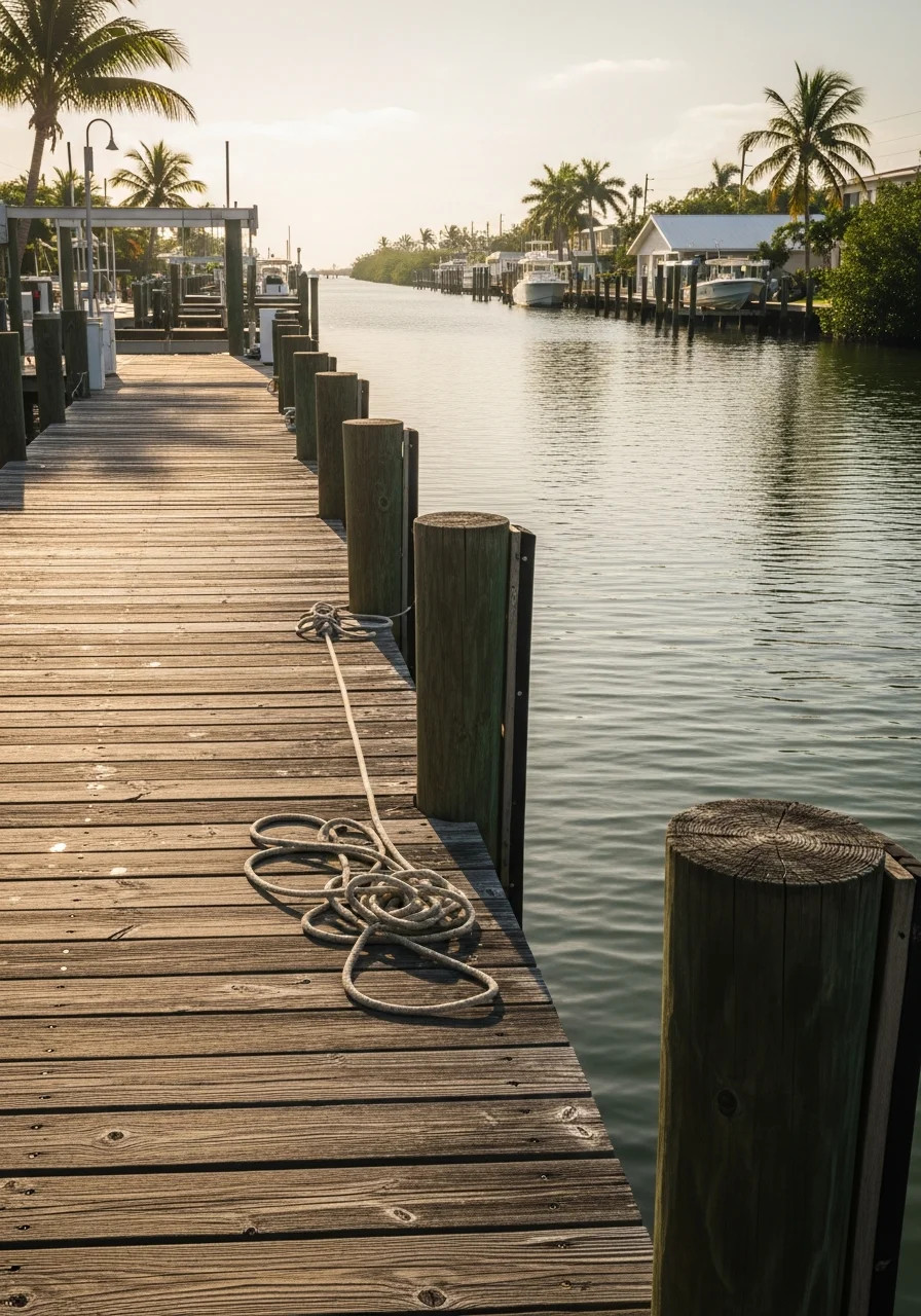 Boynton Beach waterfront property with dock and coastal landscape.